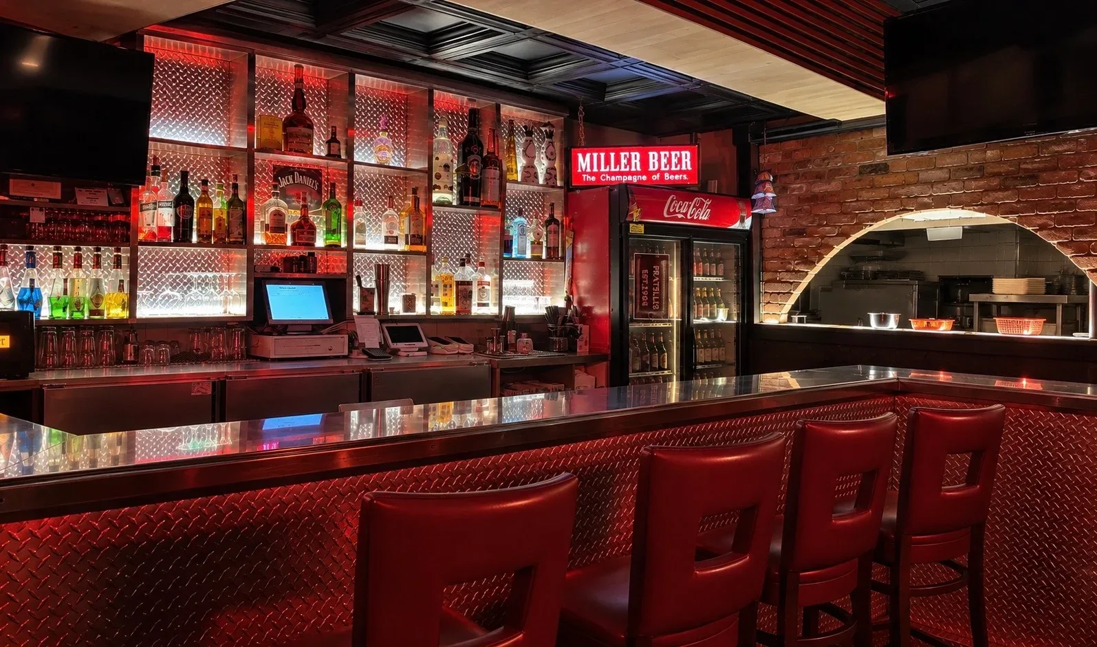 Fratelli’s bar and seating, ready for a gathering